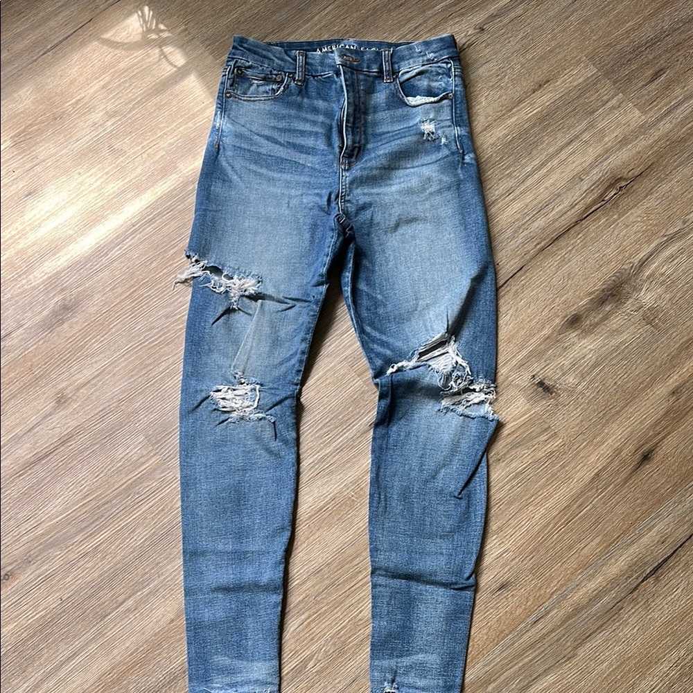 American Eagle Outfitters Ripped Blue Skinny Jeans